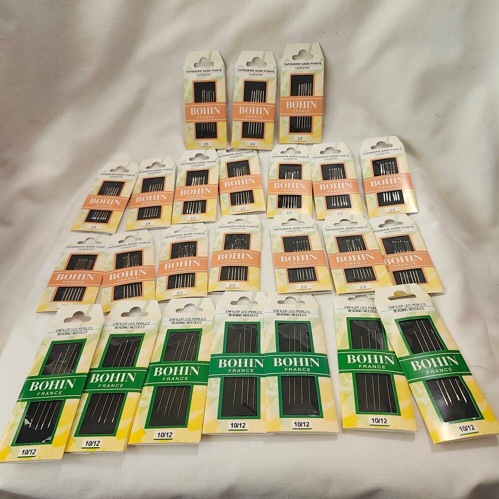 24 Packs Bohin Needles 20 22 24 Tapestry 10 12 Beading Needles B35